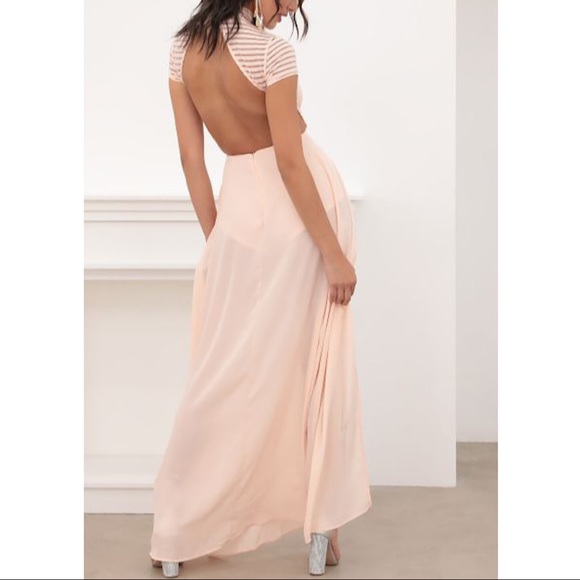 Couture Strip Mesh Maxi in Blush - Picture 2 of 4